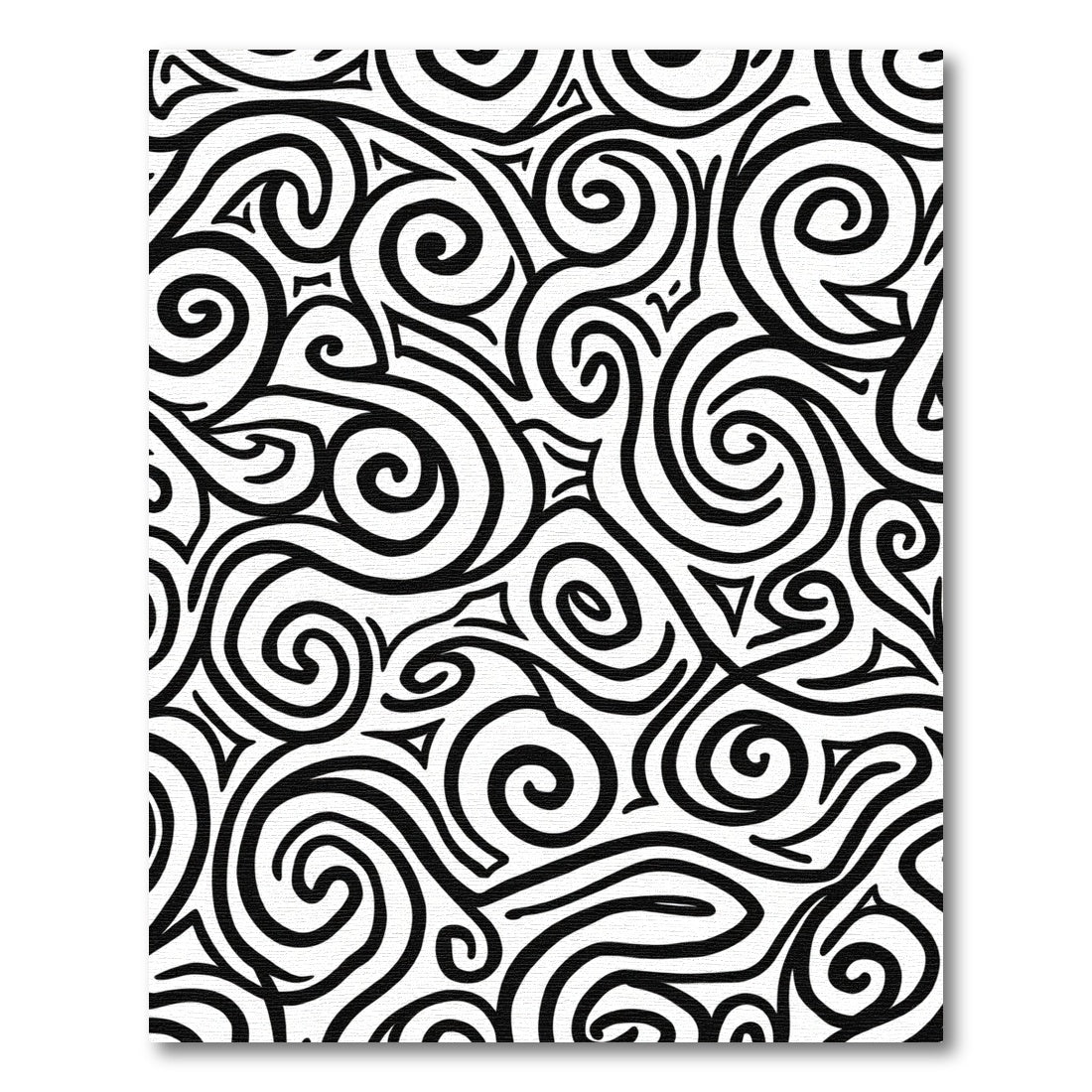 Bold Black Swirl Abstract Rug