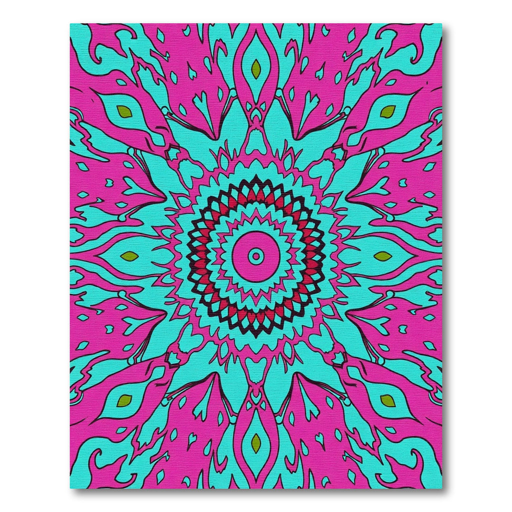 Vivid Magenta Teal Mandala Rug