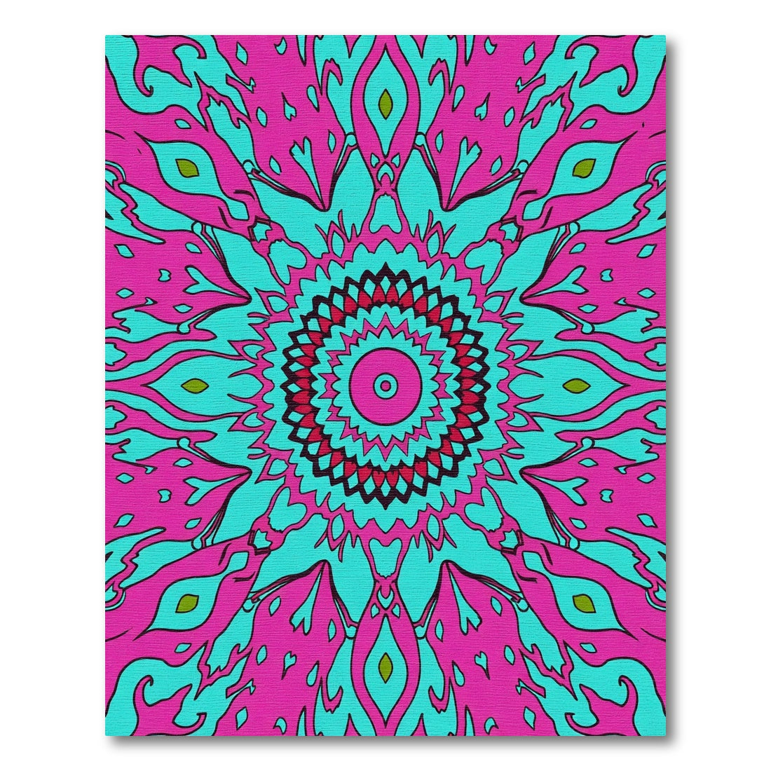 Vivid Magenta Teal Mandala Rug
