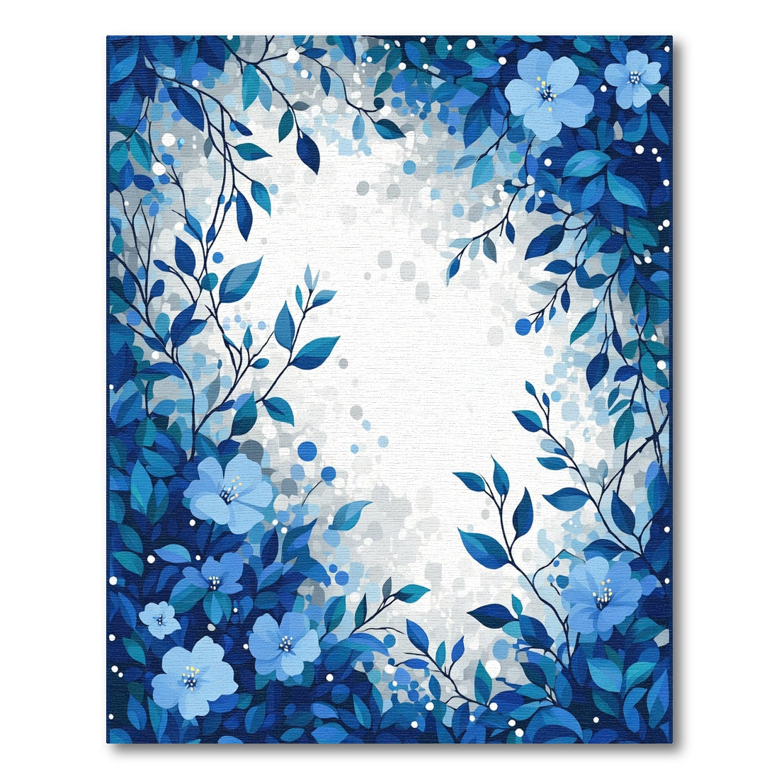 Ocean Blue Floral Branch Art Rug