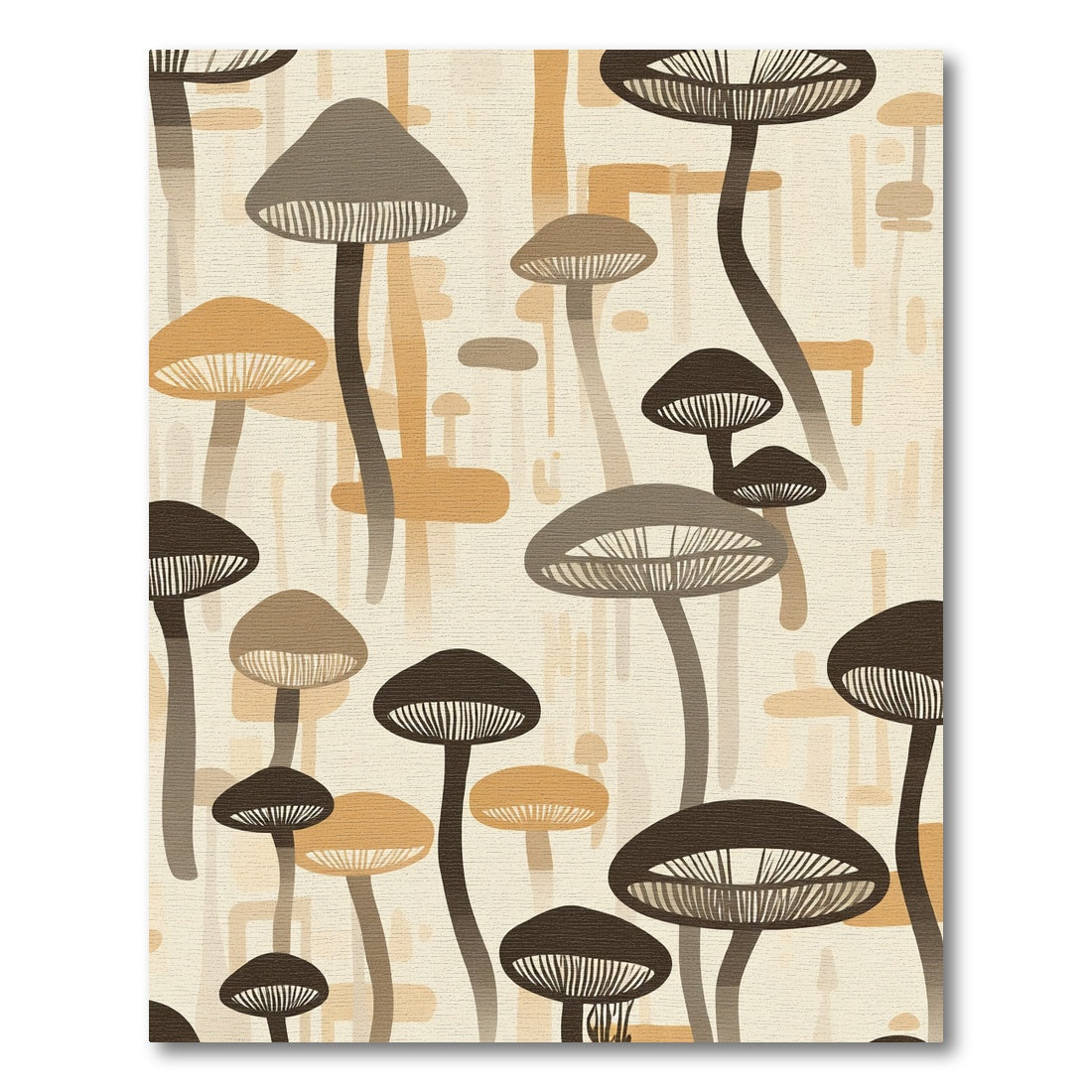 Earthy Tone Mushroom Forest Rug