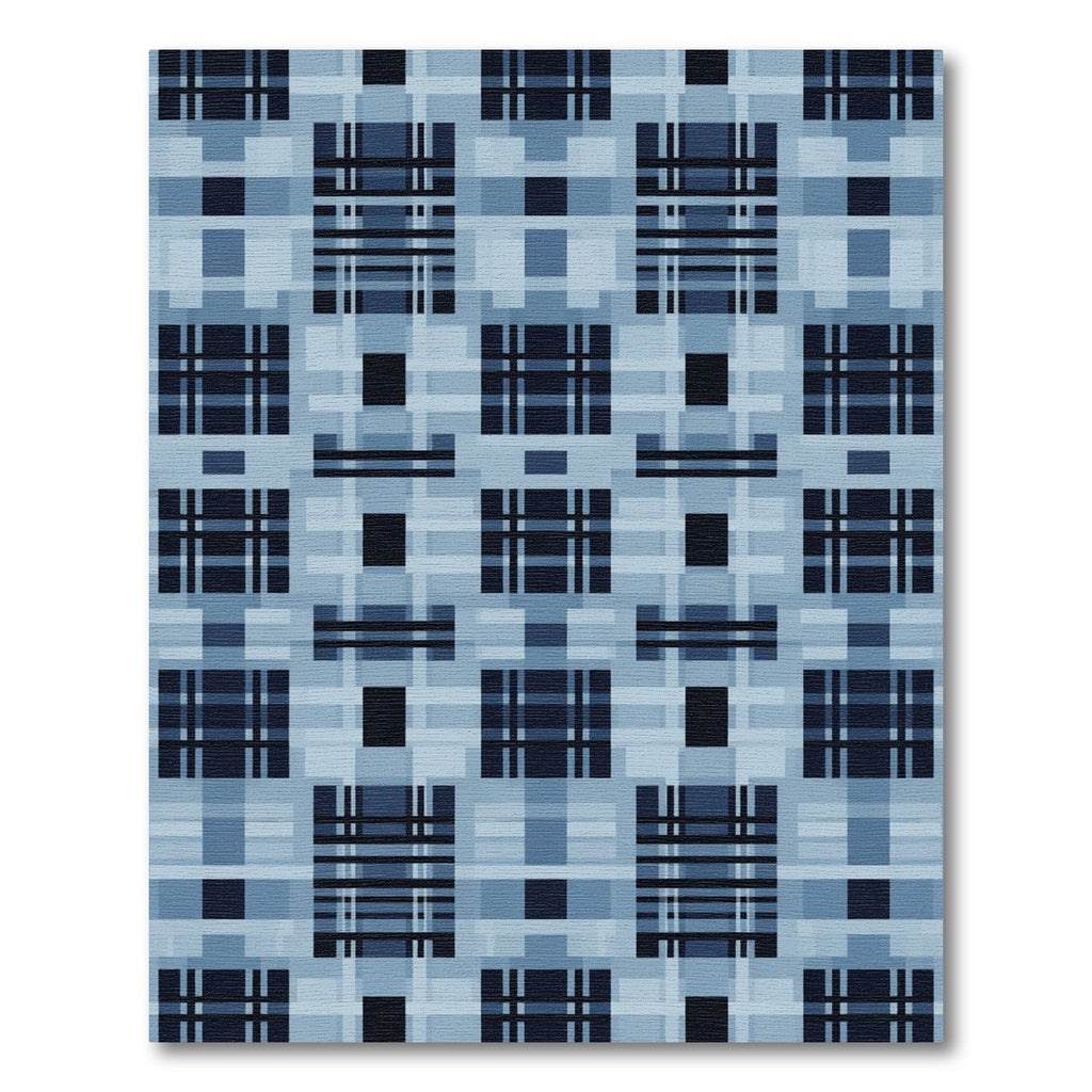 Deep Blue Plaid Grid Arrangement Rug