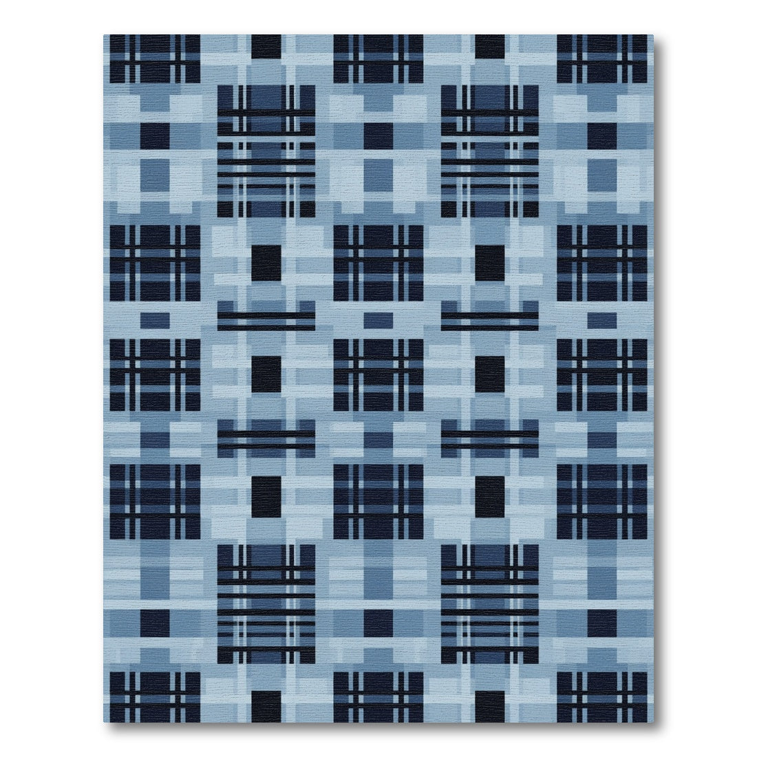 Deep Blue Plaid Grid Arrangement Rug