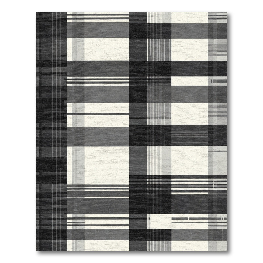 Monochromatic Plaid Stripe Collage Rug