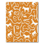 Orange White Ancient Animal Scroll Rug