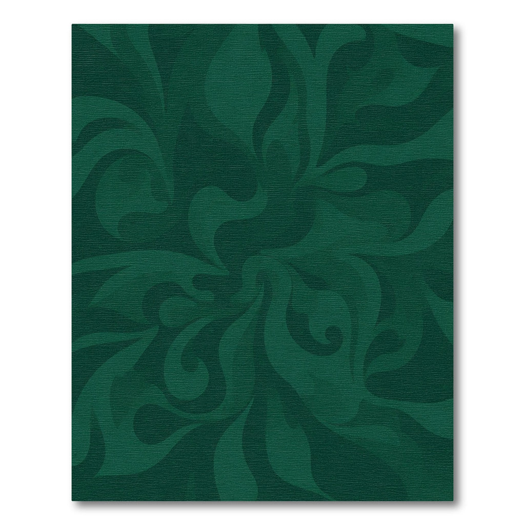 Deep Emerald Swirling Leaf Medallion Rug