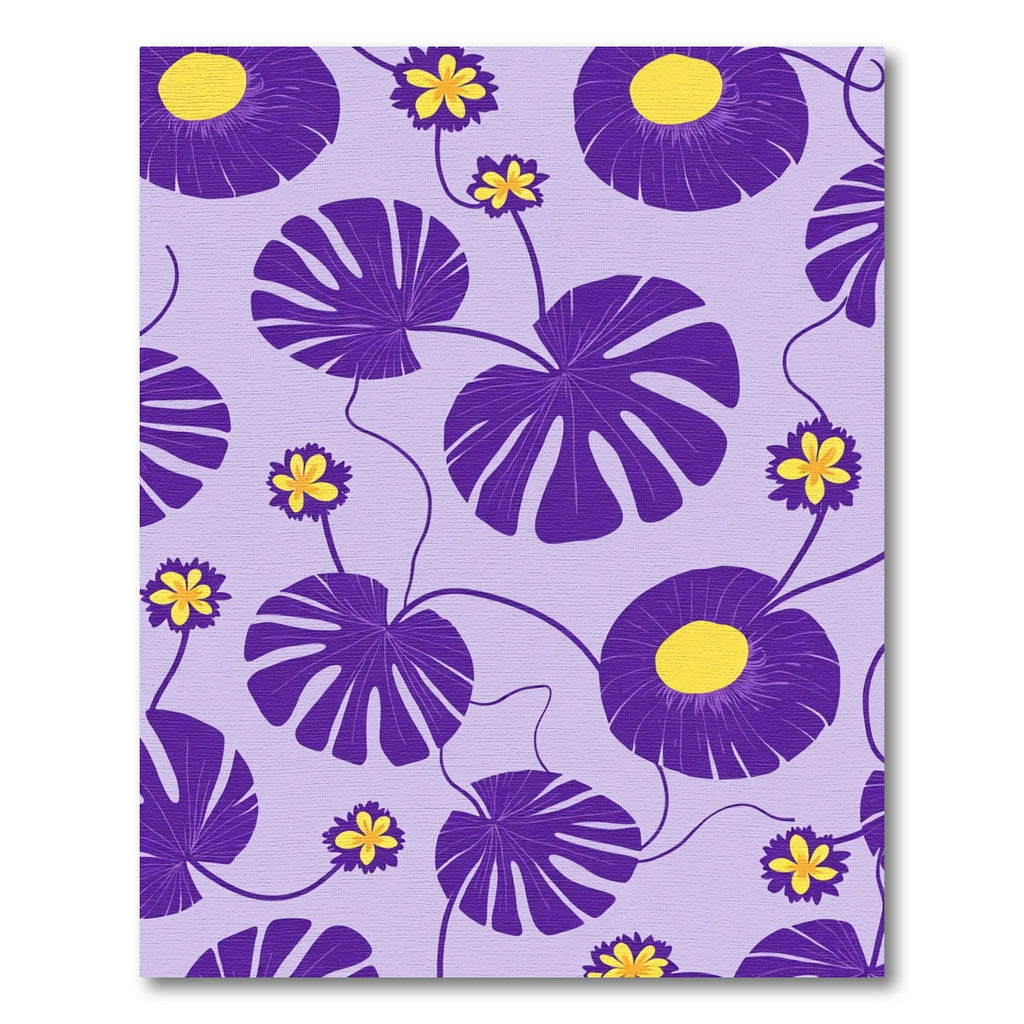 Whimsical Purple Yellow Floral Vine Rug