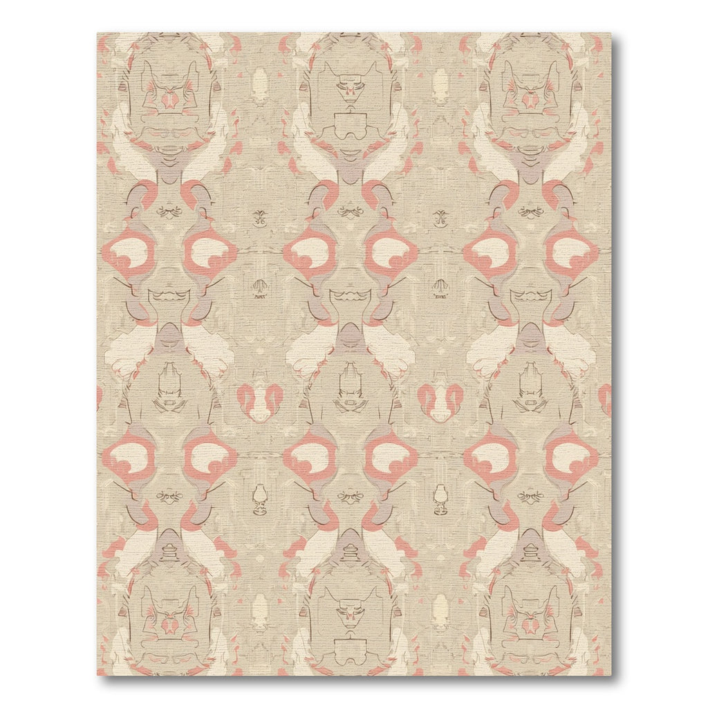 Neutral Pink Abstract Baroque Figures Rug