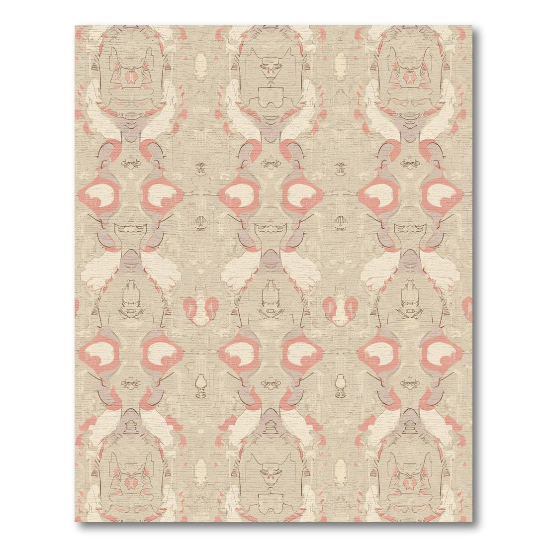 Neutral Pink Abstract Baroque Figures Rug