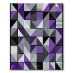 Modern Geometric Purple Gray Squares Rug