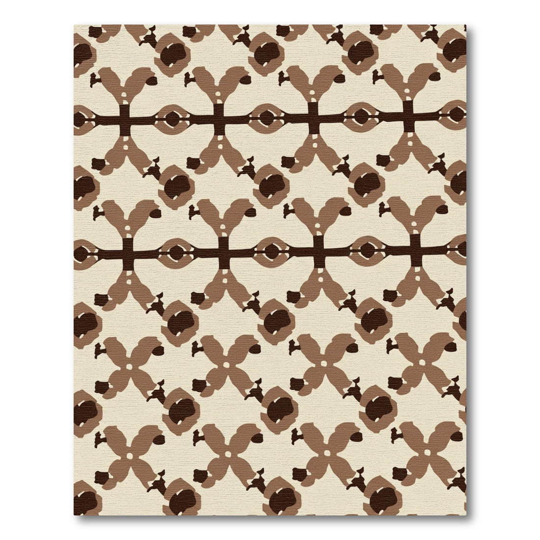 Brown and Cream Abstract X Motif Rug