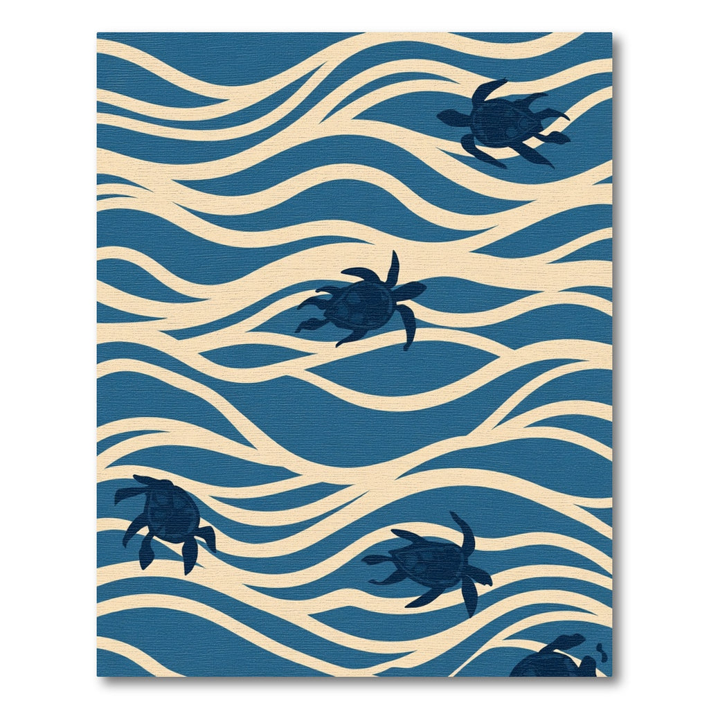 Navy Turtle Waves Commination Rug