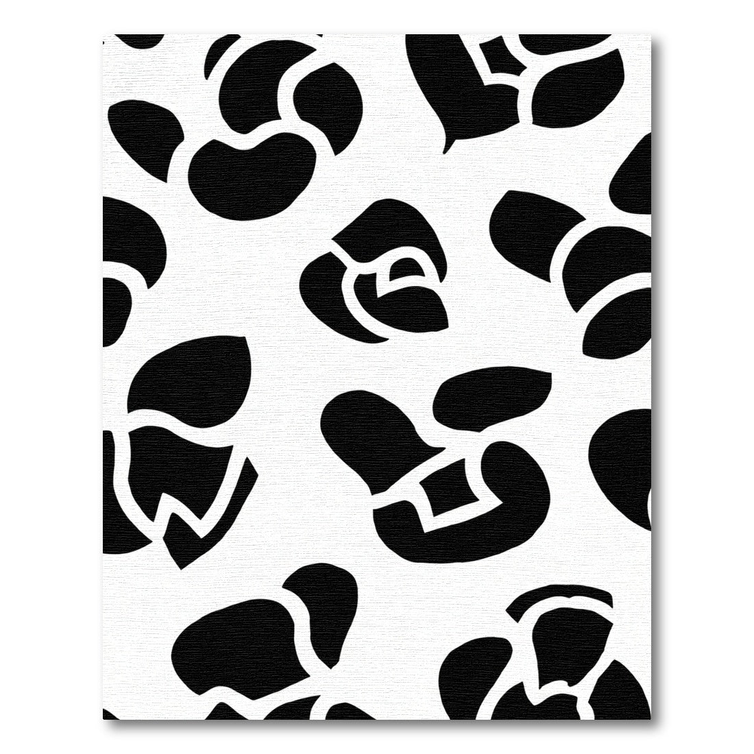 Chic Black White Abstract Organic Forms Rug