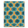 Teal Orange Quatrefoil Geometric Arrangement Rug