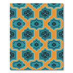 Teal Orange Quatrefoil Geometric Arrangement Rug