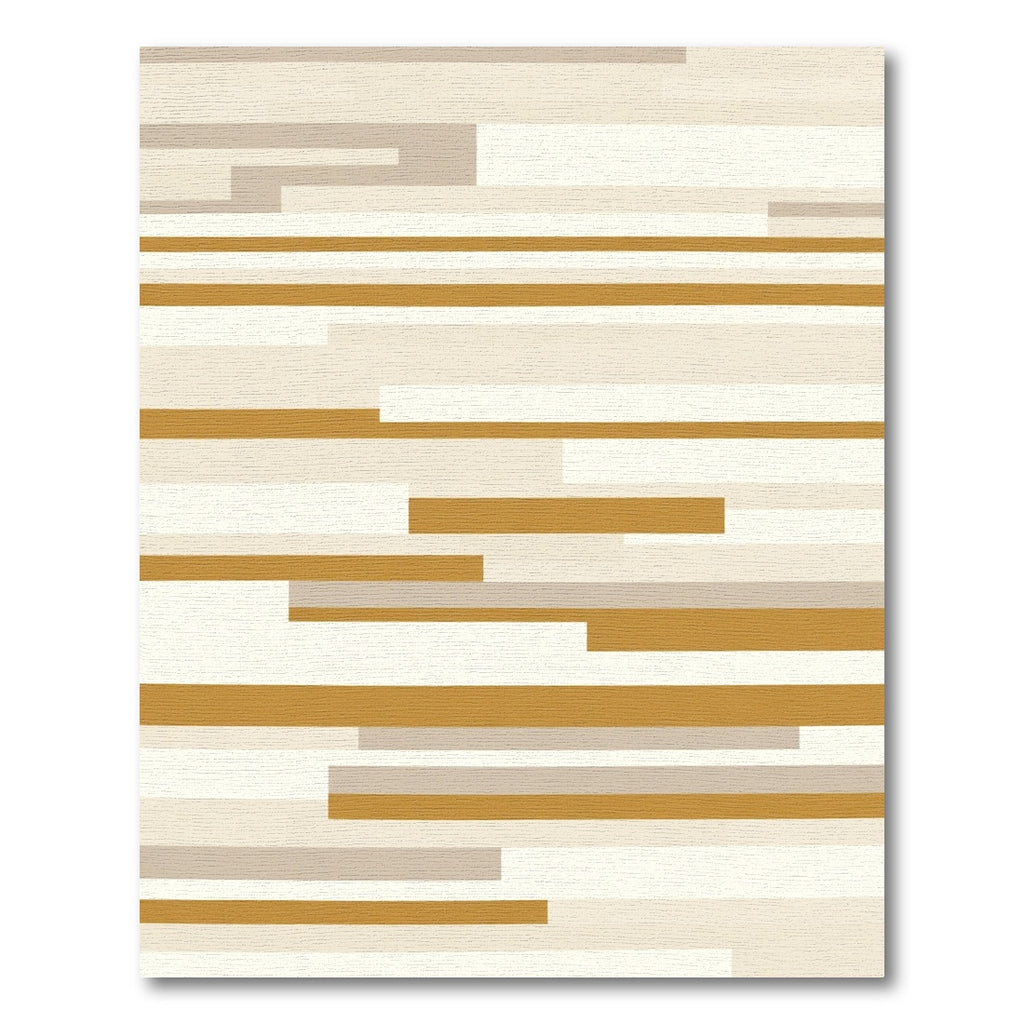 Gold Tan Cream Horizontal Stripe Rug