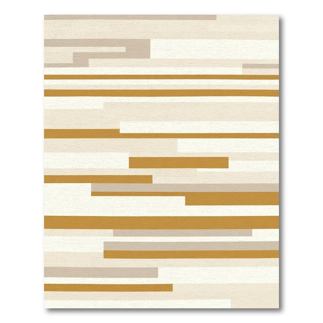 Gold Tan Cream Horizontal Stripe Rug