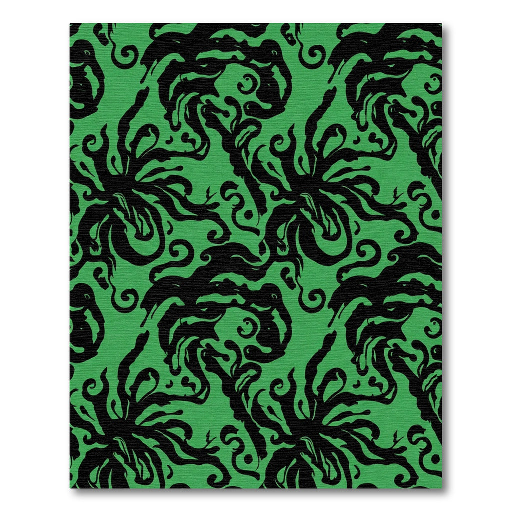 Bold Black Swirling Green Abstract Rug