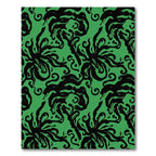 Bold Black Swirling Green Abstract Rug