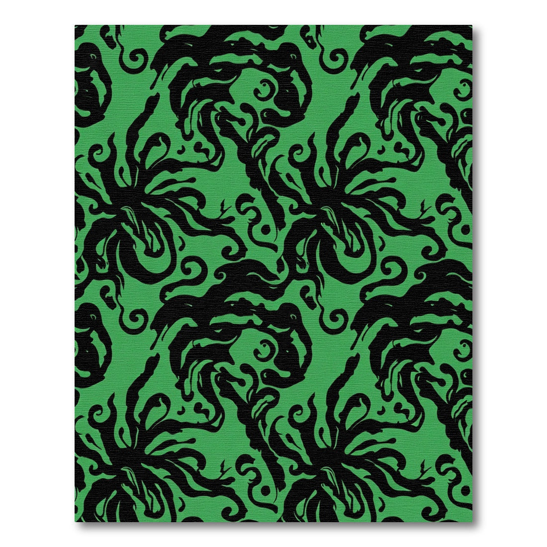 Bold Black Swirling Green Abstract Rug