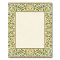 Earthy Green Floral Scroll Border Rug