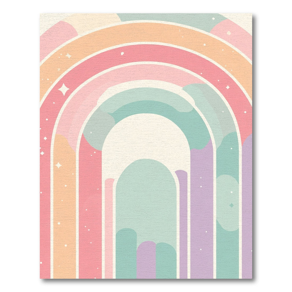 Pastel Rainbow Arch with Stars Rug