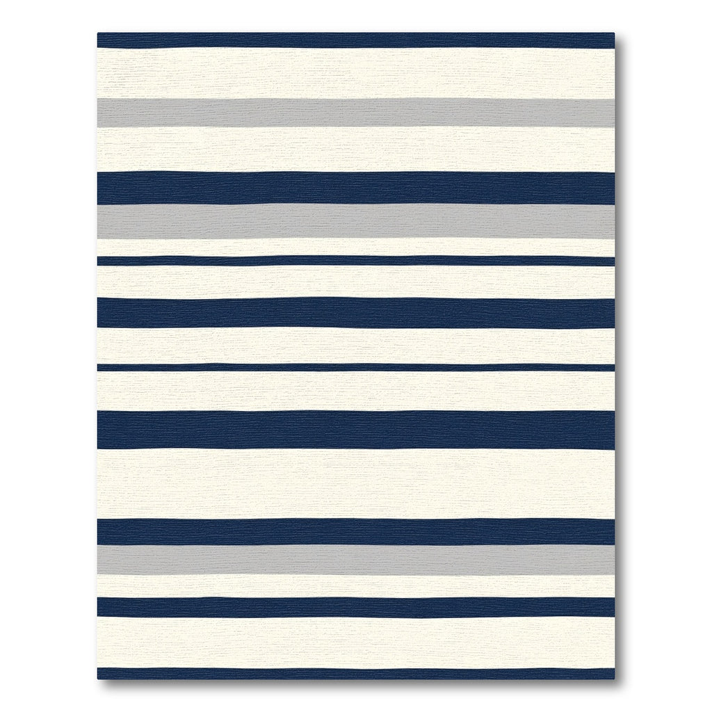 Navy, Cream, Gray Striped Rug