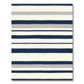 Navy, Cream, Gray Striped Rug