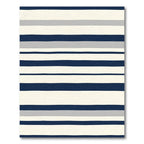 Navy, Cream, Gray Striped Rug