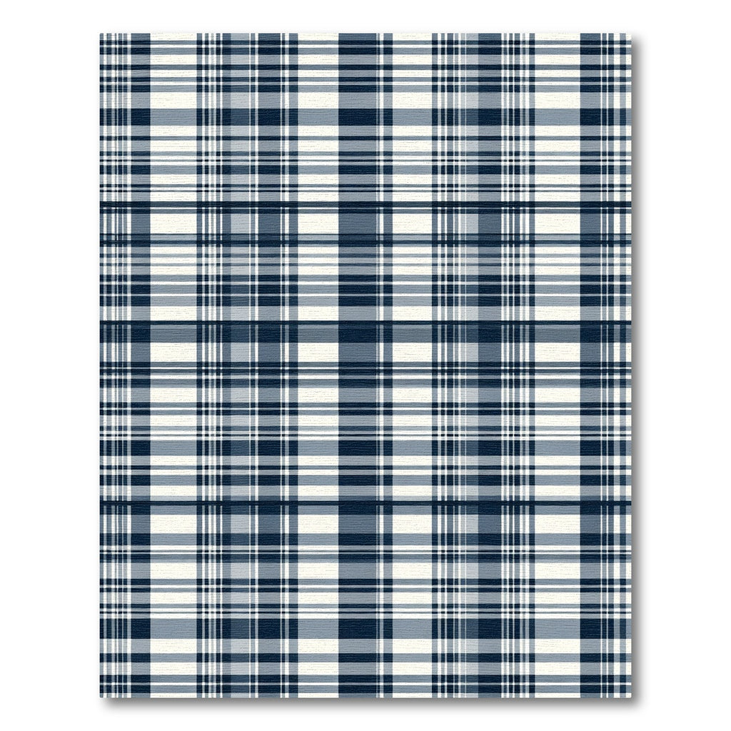 Classic Navy Cream Plaid Grid Rug