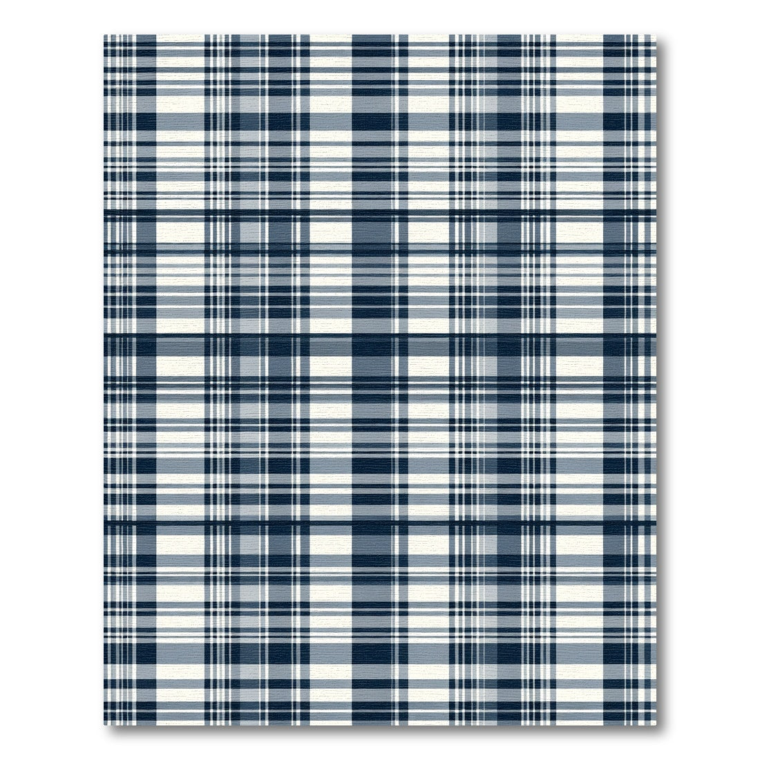 Classic Navy Cream Plaid Grid Rug
