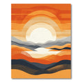 Vibrant Orange Layered Mountain Sunset Rug