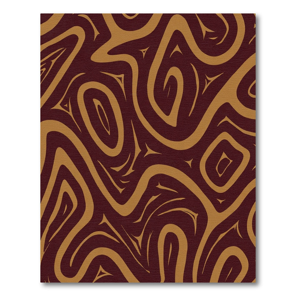 Rich Brown Abstract Swirl Flow Rug