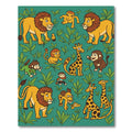 Whimsical Jungle Animals Green Background Rug