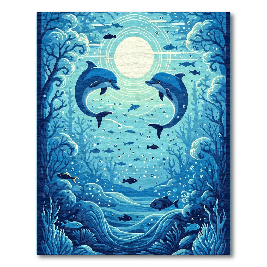 Ocean Dolphins Underwater Sun Rays Rug