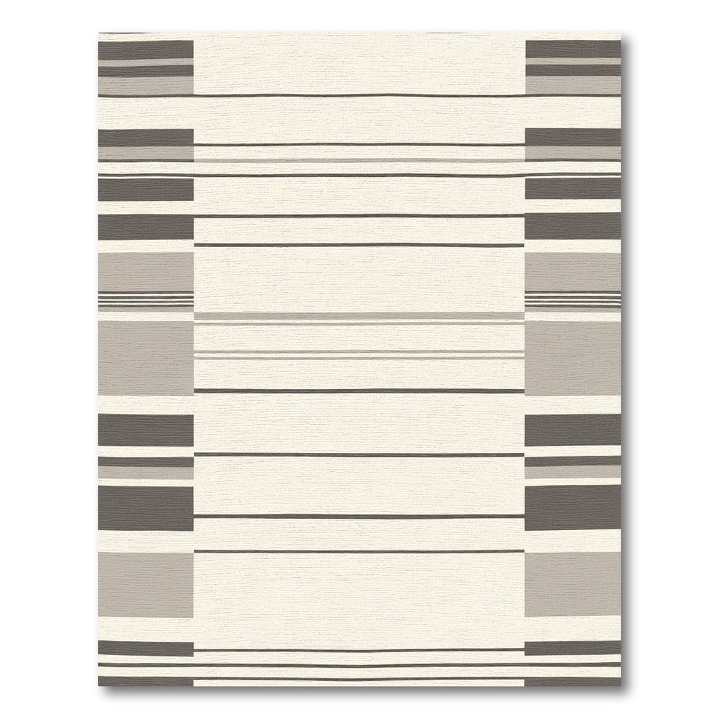 Minimalist Cream and Gray Striped Rectangles Rug