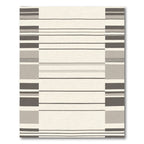 Minimalist Cream and Gray Striped Rectangles Rug