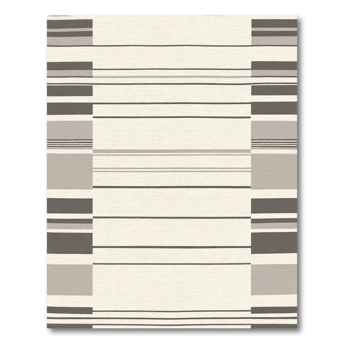 Minimalist Cream and Gray Striped Rectangles Rug