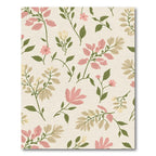 Whimsical Pink Green Floral Branches Rug