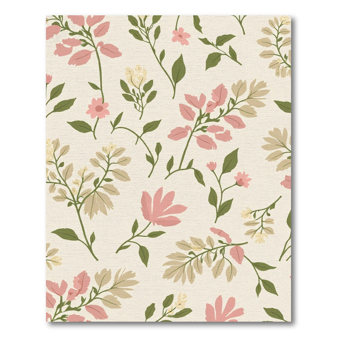 Whimsical Pink Green Floral Branches Rug
