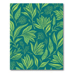 Teal Lime Leaf Botanical Arrangement Rug
