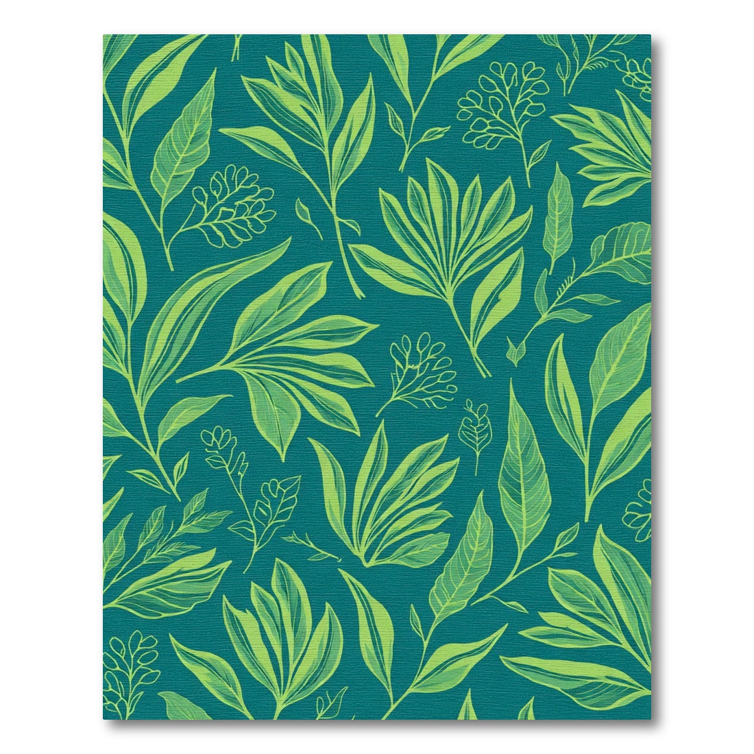 Teal Lime Leaf Botanical Arrangement Rug