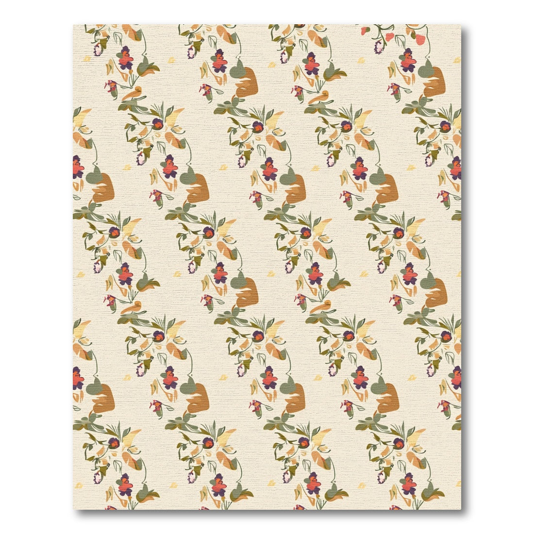 Earthy Abstract Floral Vine Rug