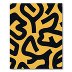 Bold Yellow Black Abstract Curves Rug
