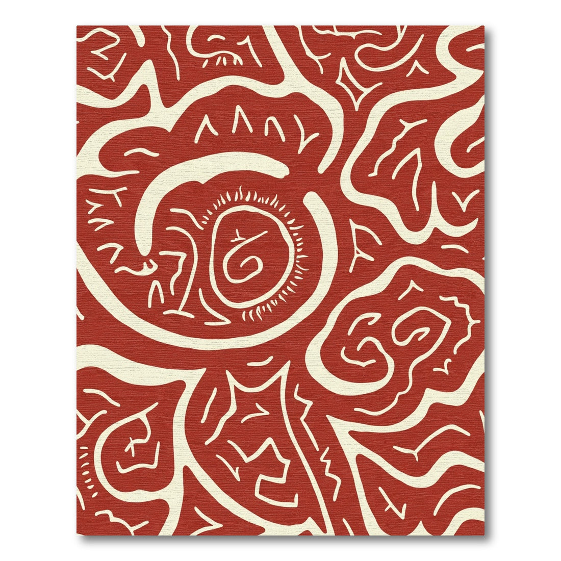 Crimson Abstract Swirl Organic Rug