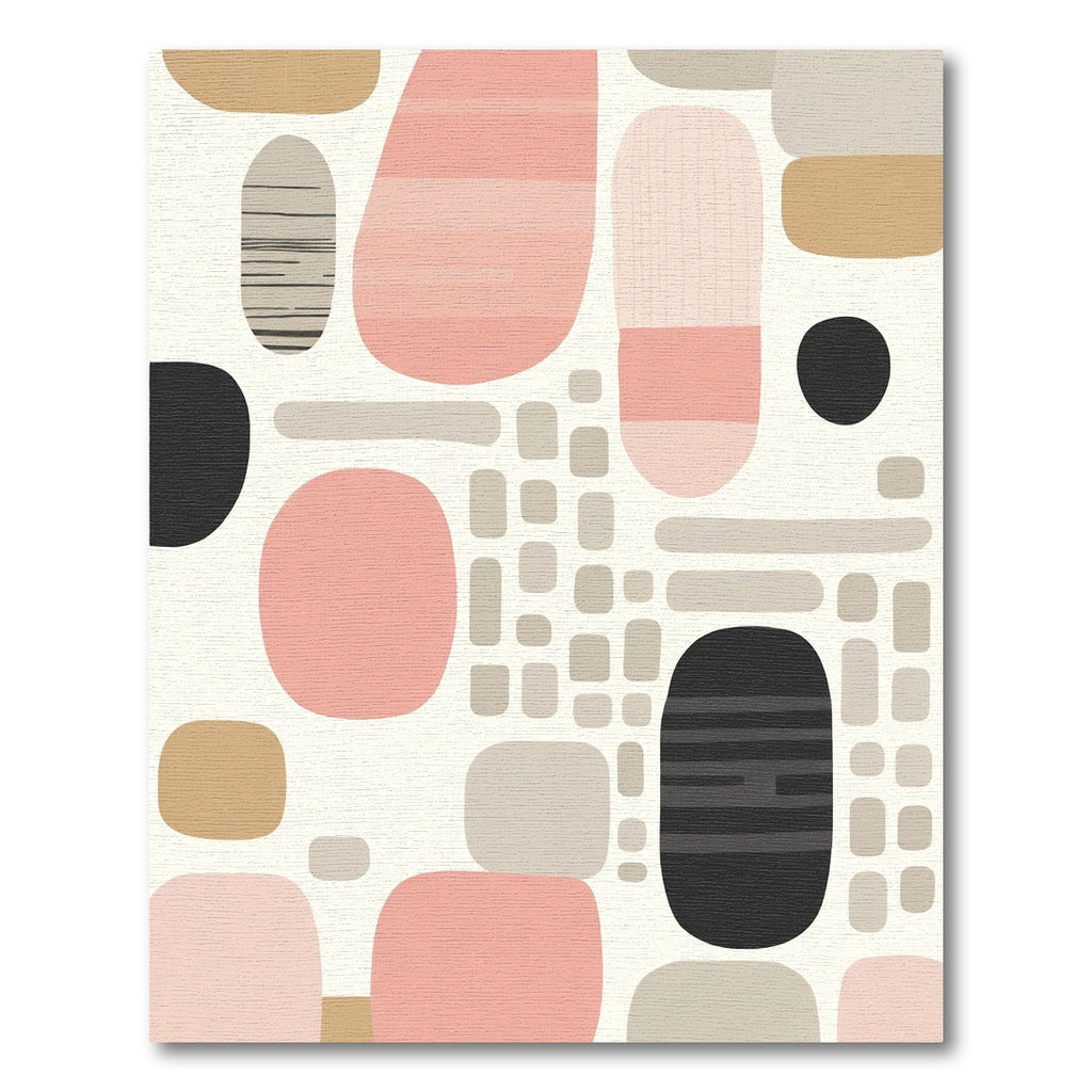 Soft Pink Taupe Abstract Shapes Rug