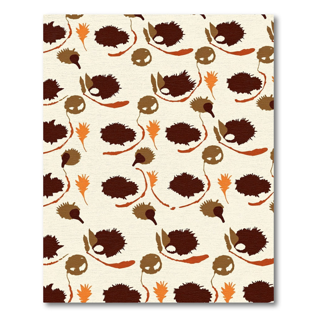 Brown Orange Leafy Abstract Shapes Rug