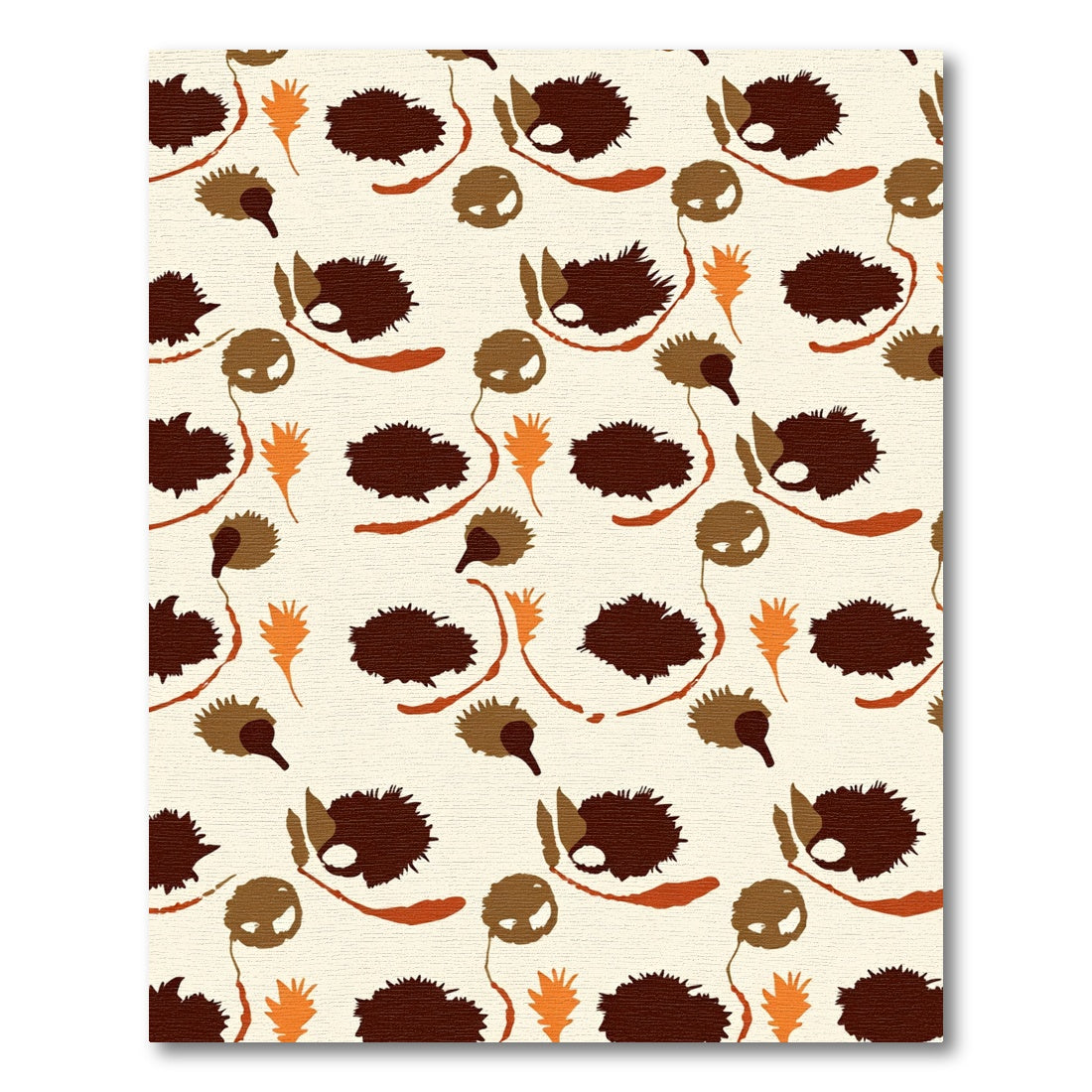 Brown Orange Leafy Abstract Shapes Rug