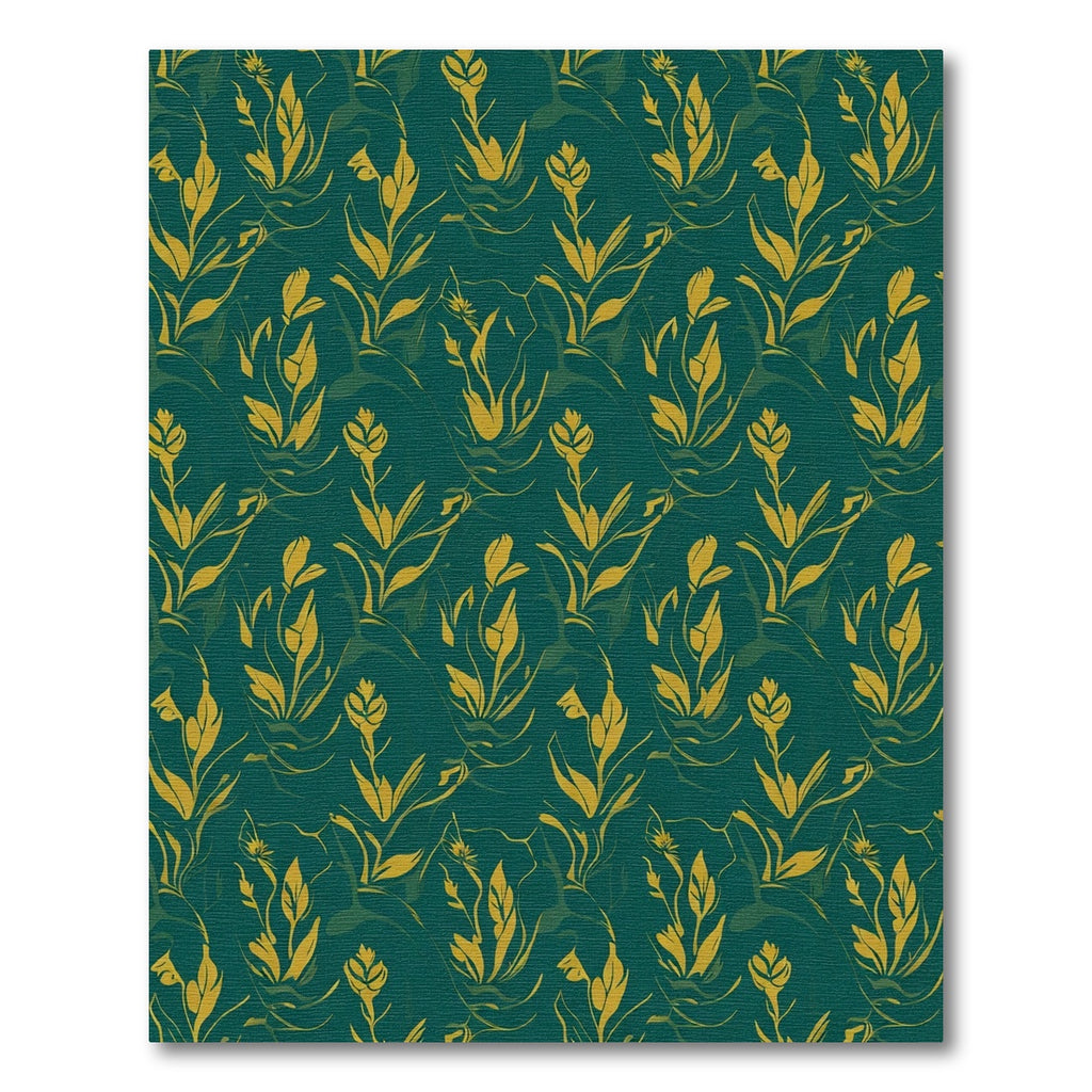 Golden Floral Swirl Emerald Rug