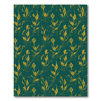 Golden Floral Swirl Emerald Rug
